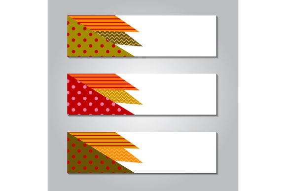 Horizontal Banner Design with Memphis
